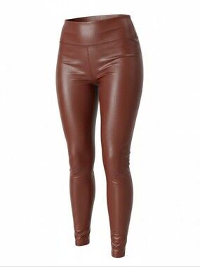 90 Degree By Reflex NWT Faux Leather Leggings in Dark Madden Brown Size XS & S